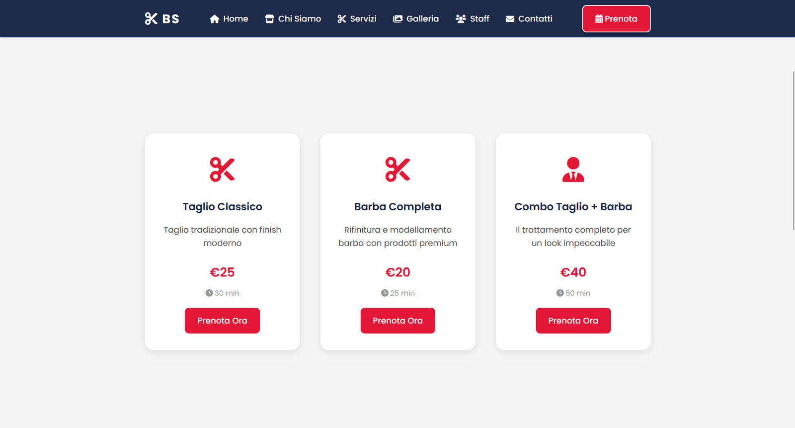 Sito web per barbieri