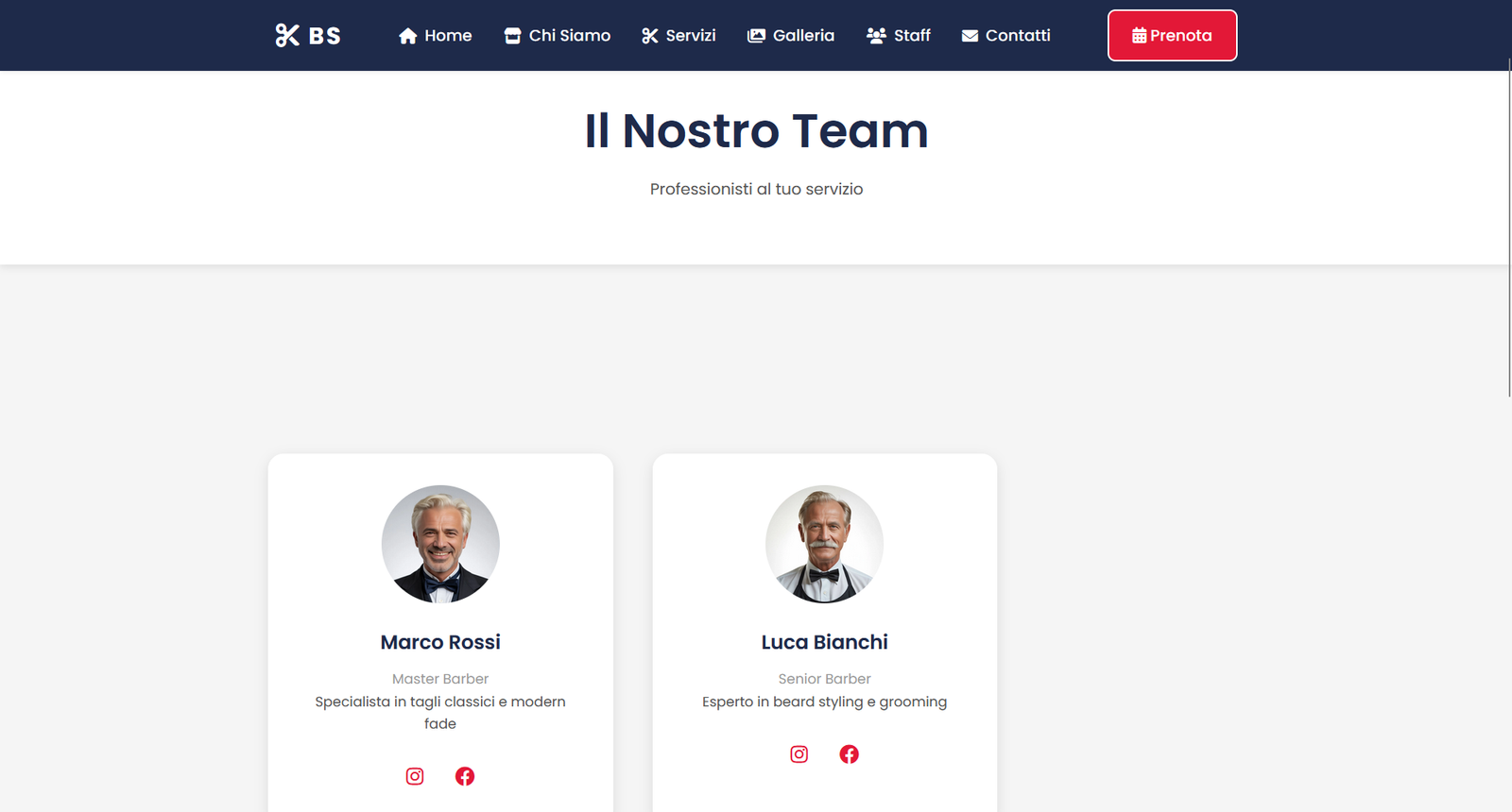 Sito web per barbieri