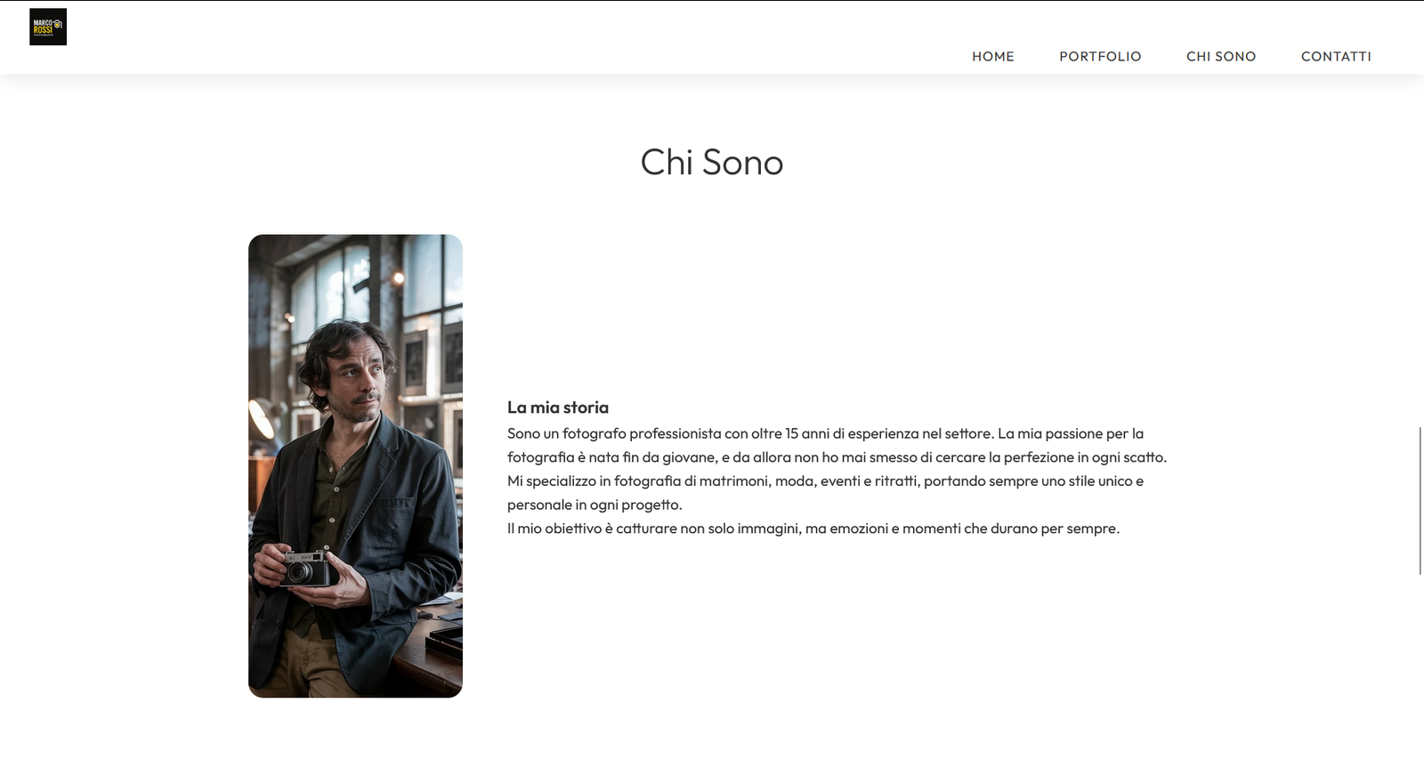 Sito web per fotografi